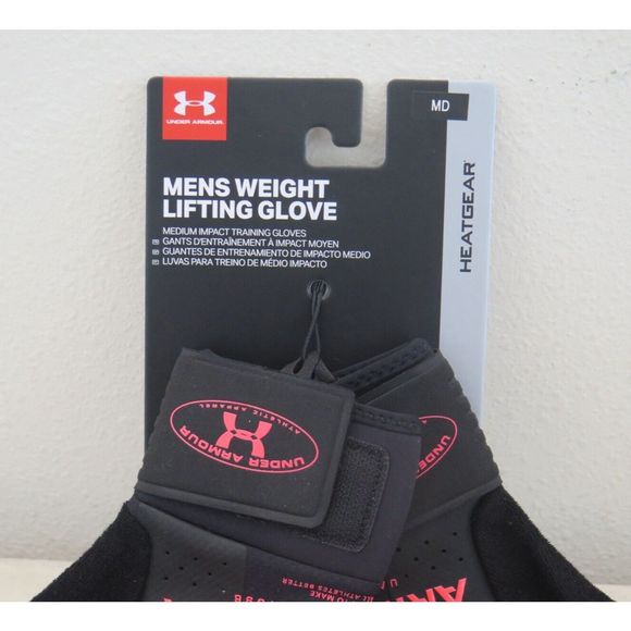 Under Armour 1356688 001 Men's Sz M Black UA HeatGear Weight Lifting Gloves - Picture 3 of 6